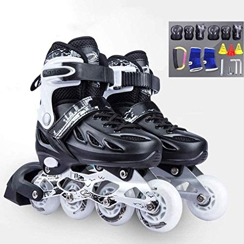 XXY Patines en línea Ajustables Velocidad en línea Patines en línea Fibra de Carbono Concurso Profesional 4 Ruedas Racing Patinaje Patines para niños y niñas (Color : Black, Size : 27 32)