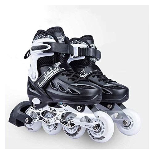 XXY Patines en línea Ajustables Velocidad en línea Patines en línea Fibra de Carbono Concurso Profesional 4 Ruedas Racing Patinaje Patines para niños y niñas (Color : Black, Size : 27 32)