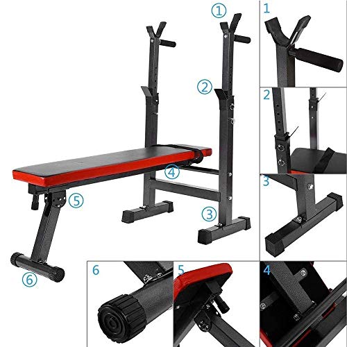 xxz Banco de Pesas Ajustable y Plegable, Tabla de Abdominales Multifuncional con Asiento de Respaldo más Ancho Plegado rápido Tienda fácil, para Entrenamiento de Fuerza en el Gimnasio en casa