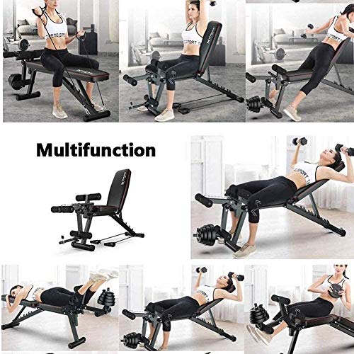 XYLUCKY Banco de Pesas Ajustable, máquina de flexión de piernas con extensión de Pierna sólida, Posiciones Banco de Pesas Ajustable para Entrenamiento de Cuerpo Completo con Bandas de Resistencia XYLUCKY Banco de Pesas Ajustable, máquina de flexión de piernas con extensión de Pierna sólida, Posiciones Banco de Pesas Ajustable para Entrenamiento de Cuerpo Completo con Bandas de Resistencia