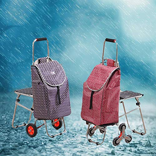 XYYZX Carrito de Aluminio Plegable Resistente - Carrito de Compra con Bolsa Desmontable con 2 Ruedas Gran Capacidad 40L,Blackflowers,6rounds