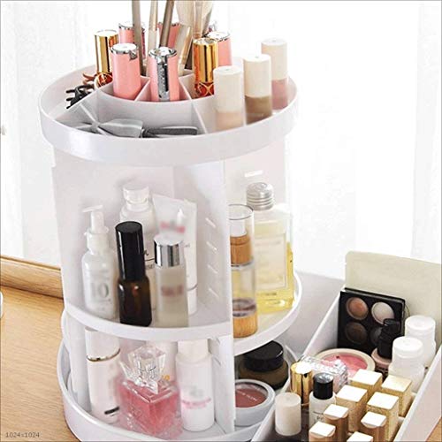 XZJJZ Cosmética Caja giratoria, Ajustable for Maquillaje Organizador de Maquillaje Tamaño 36x 24 x 35 cm (Color : White)