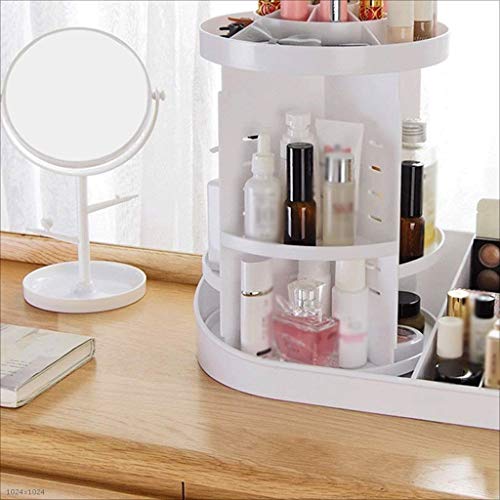 XZJJZ Cosmética Caja giratoria, Ajustable for Maquillaje Organizador de Maquillaje Tamaño 36x 24 x 35 cm (Color : White)