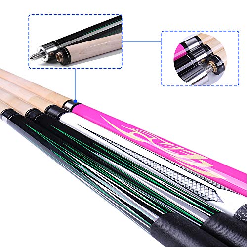 XZYY Palos De Billar-Tacos De Billar Profesional 147cm/58“ Consejo De Arce Cue,18-20 Oz,con Junta De Acero,Transmisión Estable,1/2 Americano Hardwood Split Pool Cue Pole (Rosa)