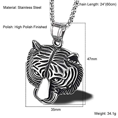 Y-longhair Accesorios personalizados, collares, collar de oro de la cara del tigre del rugido de plata delicado y Tiger Oro Collares pendientes Animal Hombres joyería mejor amigo, , Plata Collares Y-longhair Accesorios personalizados, collares, collar de oro de la cara del tigre del rugido de plata delicado y Tiger Oro Collares pendientes Animal Hombres joyería mejor amigo, , Plata Collares