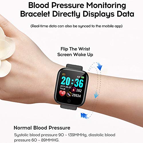 Y68 - Reloj inteligente Bluetooth para hombre y mujer, monitor de ritmo cardíaco, monitor de presión arterial, pulsera inteligente para Apple iOS y Android