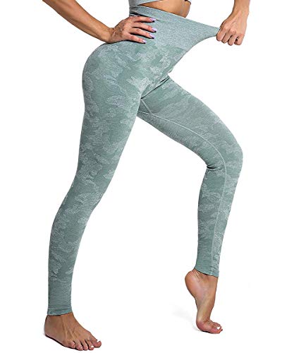 Yaavii - Mallas deportivas de camuflaje para mujer, sin costuras, de compresión, yoga, fitness, con cintura alta, para entrenamiento, gimnasio, jogging Camo Grün S Yaavii - Mallas deportivas de camuflaje para mujer, sin costuras, de compresión, yoga, fitness, con cintura alta, para entrenamiento, gimnasio, jogging Camo Grün S