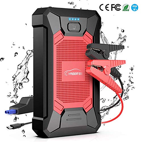 YABER Arrancador de Coches 12000mAh, 800A Arrancador de Baterias de Coche (para 5.0L de Gasolina o 4.0L de Diesel) de IP66 Impermeable Emergencias-Upgrade