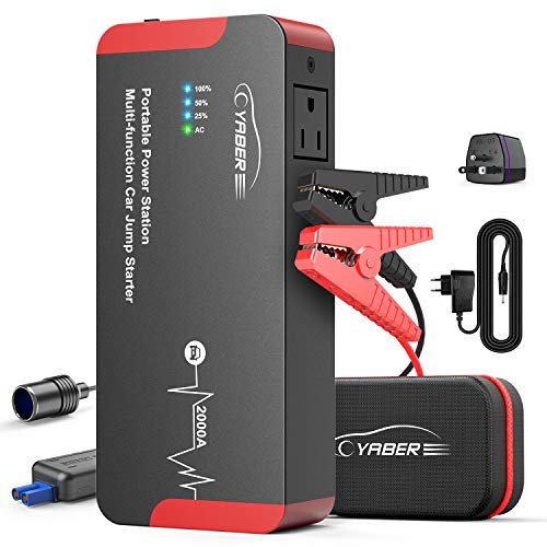YABER Portátil AC Arrancador de Coches, 22000mAh 2000A Arrancador Batería Coche (para Todo vehículo de Gasolina o 8.0L de Diesel) con DC y Carga Rápida QC3.0 YABER Portátil AC Arrancador de Coches, 22000mAh 2000A Arrancador Batería Coche (para Todo vehículo de Gasolina o 8.0L de Diesel) con DC y Carga Rápida QC3.0