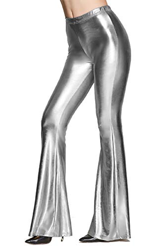 YACUN Leggins Acampanados De Campana Pantalones Largos Palazzo para Mujer De Plata S YACUN Leggins Acampanados De Campana Pantalones Largos Palazzo para Mujer De Plata S