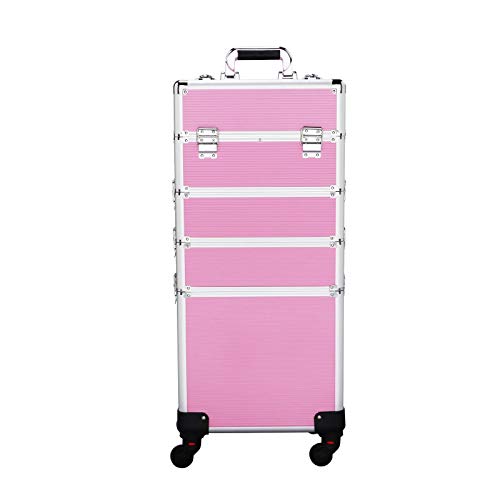 Yahee - Maletín cosmético de aluminio 4 en 1 rosa rosa