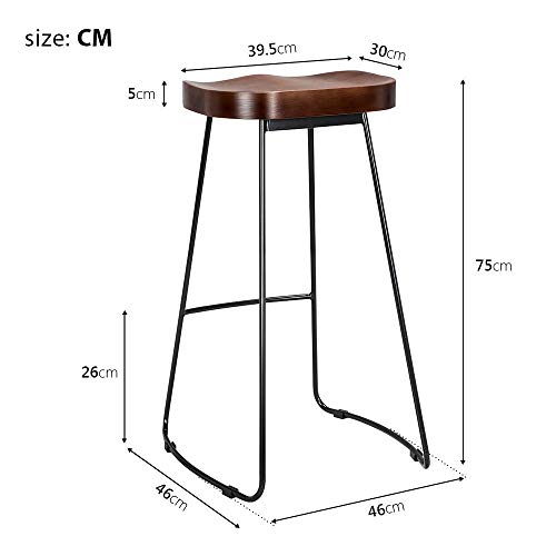 Yaheetech 2 Piezas Taburete de Bar Taburete Industrial Madera para Bar Cocina Restaurante Silla Madera