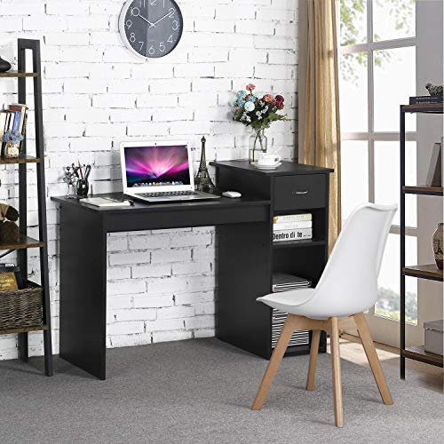 Yaheetech Escritorio de Ordenador Mesa para Computadora con Estante Mesa de Estudio para Oficina Hogar Negro