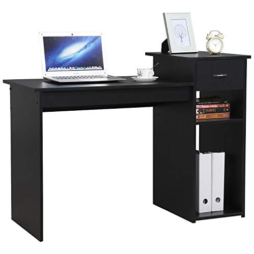 Yaheetech Escritorio de Ordenador Mesa para Computadora con Estante Mesa de Estudio para Oficina Hogar Negro