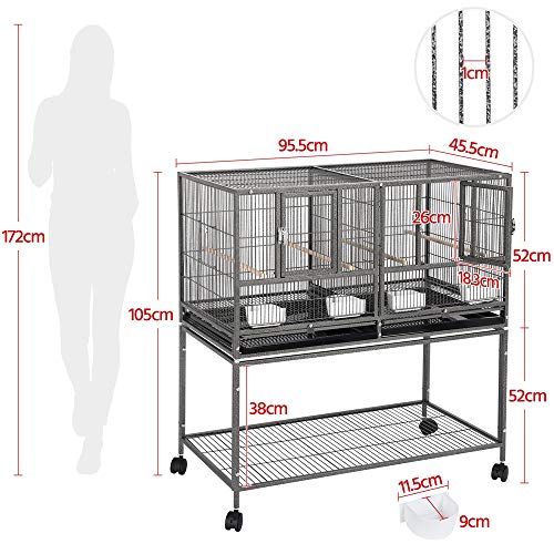 Yaheetech Jaula Cría para Pájaros Canarios Periquitos Jaula Grande con Soporte Ruedas Yaheetech Jaula Cría para Pájaros Canarios Periquitos Jaula Grande con Soporte Ruedas