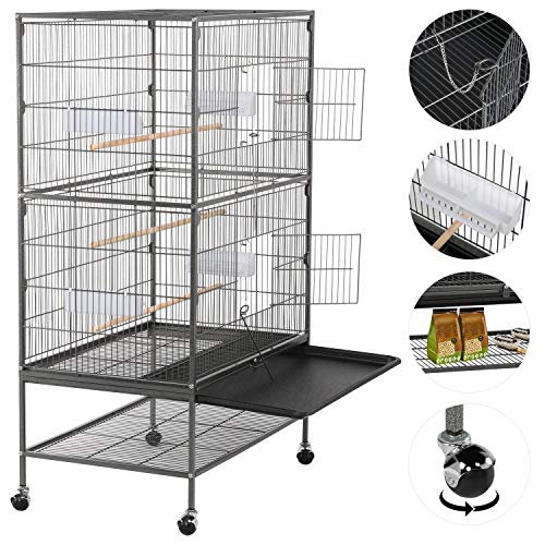 Yaheetech Jaula Grande Jaula para Pájaros Jaula para Mascota con Ruedas 52 cm x 79 cm x 131 cm Yaheetech Jaula Grande Jaula para Pájaros Jaula para Mascota con Ruedas 52 cm x 79 cm x 131 cm
