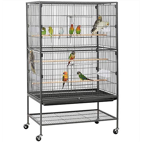 Yaheetech Jaula Grande Jaula para Pájaros Jaula para Mascota con Ruedas 52 cm x 79 cm x 131 cm Yaheetech Jaula Grande Jaula para Pájaros Jaula para Mascota con Ruedas 52 cm x 79 cm x 131 cm
