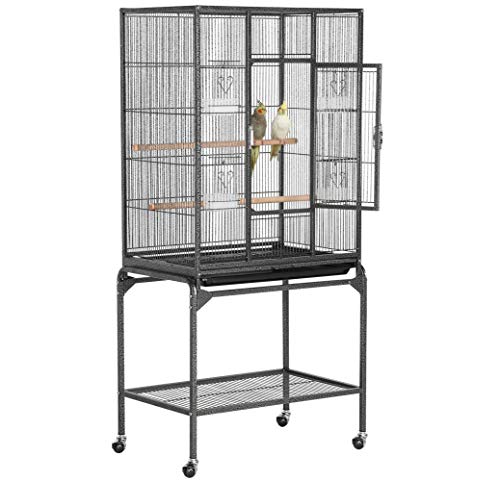 Yaheetech Jaula Grande para Pájaros Pajarera Metálica con Soporte Ruedas Pie para Aves Loros Canarios Mascota 136 cm