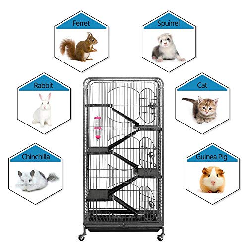 Yaheetech Jaula para Chinchilla Jaulas de 3 Pisos para Hurón Conejo Enano 64x43x131cmcon Ruedas