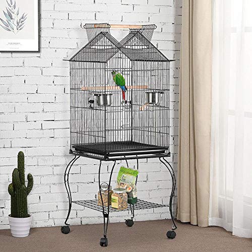 Yaheetech Jaula para Pájaros Jaula con Ruedas Soporte Comedero 59 x 59 x 145 cm Yaheetech Jaula para Pájaros Jaula con Ruedas Soporte Comedero 59 x 59 x 145 cm