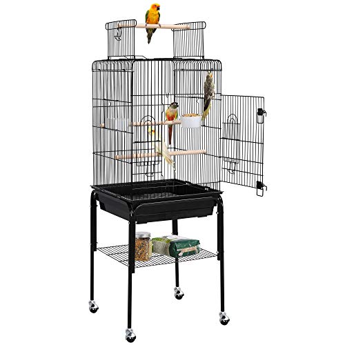 Yaheetech Jaula para Pájaros Jaula con Soporte Ruedas con Techo Abierto Jaula Agapornis Yaheetech Jaula para Pájaros Jaula con Soporte Ruedas con Techo Abierto Jaula Agapornis