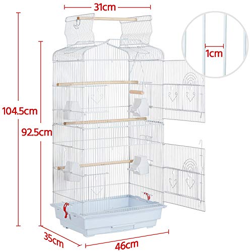 Yaheetech Jaula para Pájaros Jaula de Aves Canarios 2 Calor Blanco