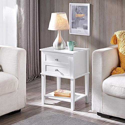 Yaheetech Set de 2 Mesita de Noche con 2 Cajones Mesa Auxiliar Blanco para Sofá Dormitorio Sala de Estar 45 x 35 x 60 cm Yaheetech Set de 2 Mesita de Noche con 2 Cajones Mesa Auxiliar Blanco para Sofá Dormitorio Sala de Estar 45 x 35 x 60 cm