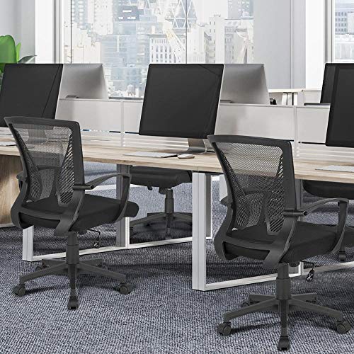 Yaheetech Silla de Oficina Silla Escritorio Ergonómica Silla Giratoria con Respaldo Altura Ajustable con Ruedas