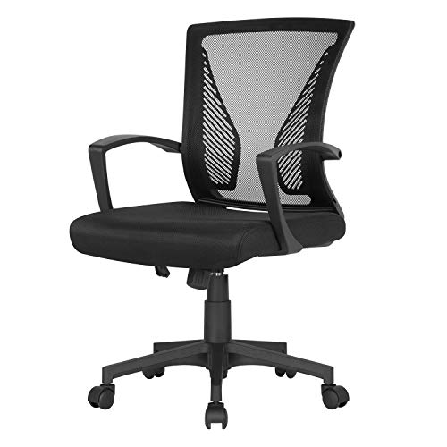 Yaheetech Silla de Oficina Silla Escritorio Ergonómica Silla Giratoria con Respaldo Altura Ajustable con Ruedas