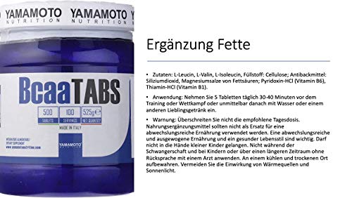 Yamamoto Nutrition BCAA Tabs Suplemento Dietético - 500 Tabletas