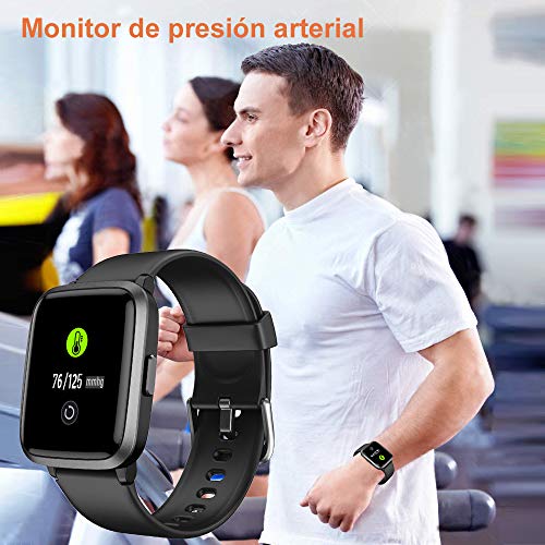 YAMAY Smartwatch con Oxímetro de Pulso Esfigmomanómetro y Pulsómetro Reloj Inteligente Impermeable para Hombre Mujer , Pulsera de Actividad Inteligente podómetro con Cronómetro para Android iOS