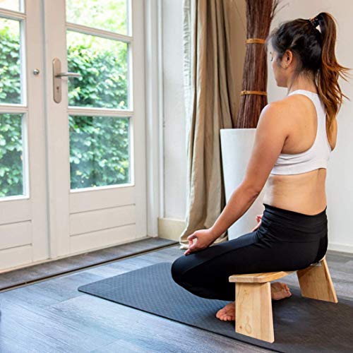 Yamkas Banco de Meditación Plegable | Taburete de Yoga de Madera Maciza de Haya | Meditation Bench para una Meditación Profunda | Hecho en Europa | American Oak Foldable