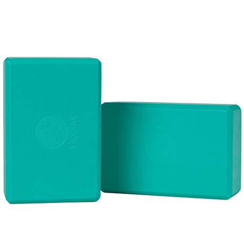 Yamkas Bloque de Yoga | 1 o 2 Piezas | Yoga Block Espuma Eva | Bloques para Ejercicio y Pilates | Ladrillo Yoga | Turquesa