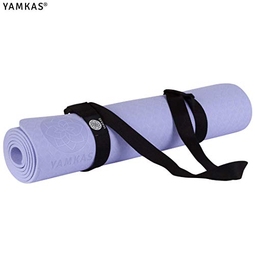 Yamkas Bolsa de Transporte para Esterilla de Yoga • 100% Ecologica Algodón • Pilates Mat Carry Strap • Cinturon Transportar Colchoneta • One Size • Negro