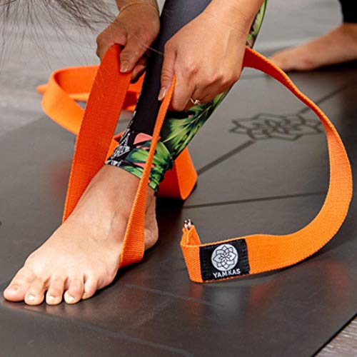Yamkas Cinturon Yoga Correa | 1.8M - 3M | Correas Yoga Estiramiento | Yoga Strap Belt 100% Algodon | Rojo