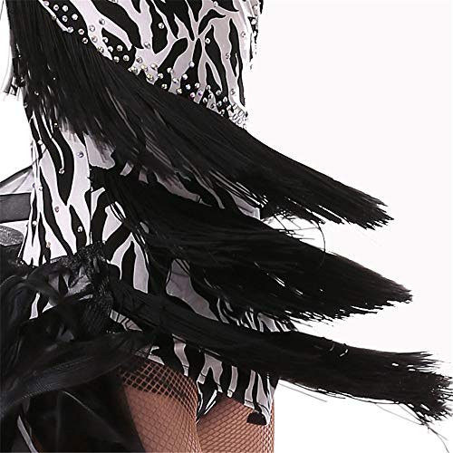 Yamyannie-Gdr - Vestido de baile para niña con flecos y flecos para baile de salón de baile de salsa tango con borla (color: negro, talla 160)