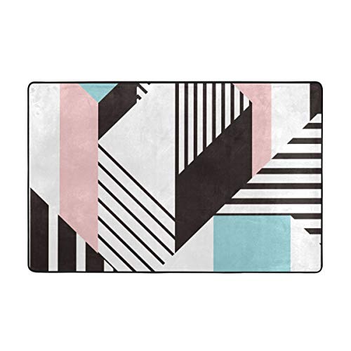 YANAIX Alfombrilla baño, Alfombra de Cocina Puerta Pies Estera Felpudo,Colorido patrón geométrico de Memphis en Forma Abstracta Moderna diversión Bauhaus 75X45cm YANAIX Alfombrilla baño, Alfombra de Cocina Puerta Pies Estera Felpudo,Colorido patrón geométrico de Memphis en Forma Abstracta Moderna diversión Bauhaus 75X45cm