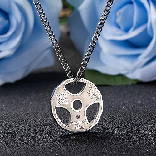 YANCONG Hombres s Fitness Gym Collar Weight Plate Barbell Dumbbell Colgante Levantamiento de Pesas Culturismo Ejercicio Joyería Acero Inoxidable