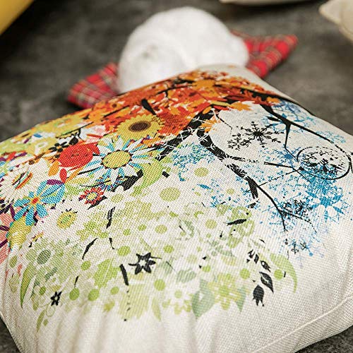 Yangbaga Colorido Otoño（5pc） Flor Árbol Algodón de Lino, Throw Pillow Case, Funda de Almohada para Cojín, 45x45 cm