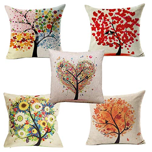 Yangbaga Colorido Otoño(5pc) Flor Árbol Algodón de Lino, Throw Pillow Case, Funda de Almohada para Cojín, 45x45 cm Yangbaga Colorido Otoño(5pc) Flor Árbol Algodón de Lino, Throw Pillow Case, Funda de Almohada para Cojín, 45x45 cm