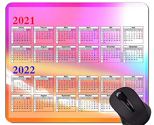 Yanteng 2021-2022 Calendar HD Font Mouse Pad Personalizado, Alfombrillas de Mouse temáticas Coloridas