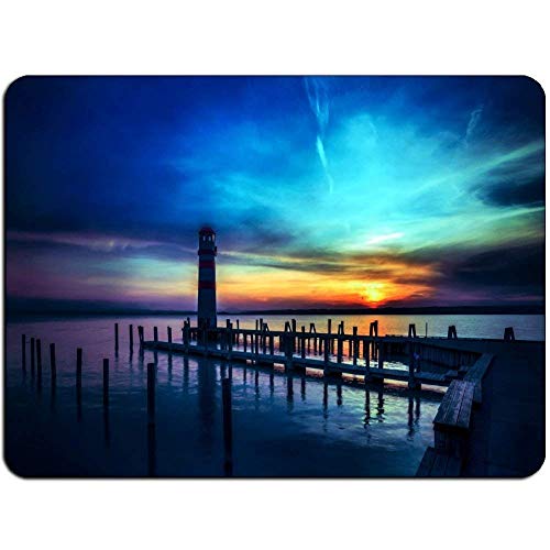 Yanteng Faro Mousepad de la Puesta del Sol - cojín de ratón del resbalón del no