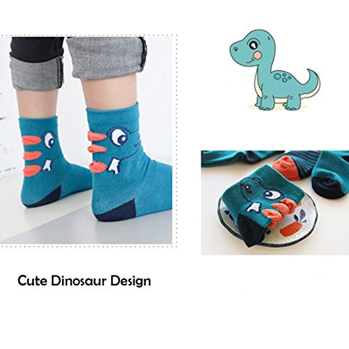 YANWANG 10 Pares de Calcetines para Niños Niñas Algodón Lindo 1-12 años(Dinosaurio,M:3-5 Años)