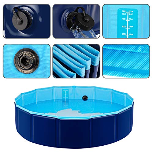 YAOBLUESEA Piscina para Perros, Plegable PVC Piscina Bañera para Gatos Animales Bebes Grandes, Adecuado para Interior y Exterior (160x30cm)