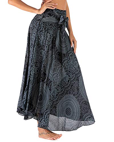 YAOTT Mujer Largas Elegantes Falda Originales Bohemia Impreso Floral Tailandés Falda Hippie para Pilates Halter Falda Negro YAOTT Mujer Largas Elegantes Falda Originales Bohemia Impreso Floral Tailandés Falda Hippie para Pilates Halter Falda Negro