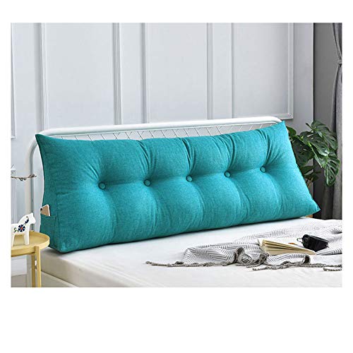 YAOTT Sofá Cama Cojín de cuña Triangular tapizado Almohada de Lectura, Larga almohadón de cabecera Grande Almohada de Respaldo Cojín de Soporte Ventana Lago Azul 80 * 23 * 50cm