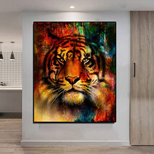 yaoxingfu Sin Marco Abstract Colorful Tiger Canvas ng Impermeable Wall Art Modern ng para Decoraciones de Sala de Estar Sin Marco 60x90cm yaoxingfu Sin Marco Abstract Colorful Tiger Canvas ng Impermeable Wall Art Modern ng para Decoraciones de Sala de Estar Sin Marco 60x90cm