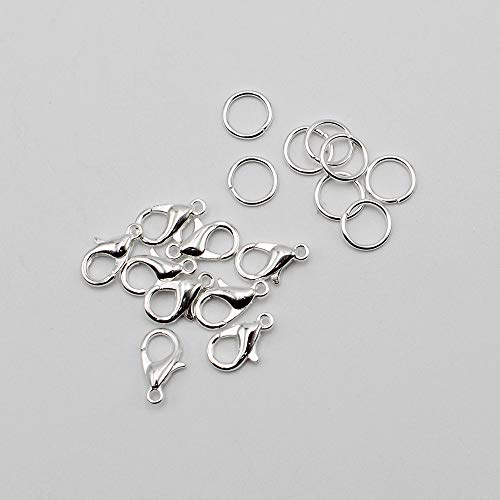 YapitHome 1170 Piezas Plata Anillos de Salto y 40 Piezas cierres para pulseras , Cierres de Langosta con Anillas Abiertas para Hacer Joyas de Bricolaje 4mm 5mm 6mm 7mm 8mm 10mm