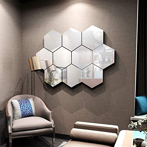 YapitHome 12 Pcs Espejos Autoadhesivos Azulejos Espejo Pegatinas De Pared Espejo 3D Hexágono Adhesivos Acrílicos Para Dormitorio Tv Pared Baño Pasillo Decoración De La Pared (7.2 * 6.3 Pulgadas) YapitHome 12 Pcs Espejos Autoadhesivos Azulejos Espejo Pegatinas De Pared Espejo 3D Hexágono Adhesivos Acrílicos Para Dormitorio Tv Pared Baño Pasillo Decoración De La Pared (7.2 * 6.3 Pulgadas)