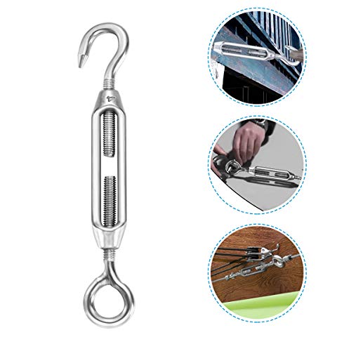 Yardwe 8 Piezas Tensor de cable de acero inoxidable Tensores Gancho Ropetension Tensor de cadenas (Plata) Yardwe 8 Piezas Tensor de cable de acero inoxidable Tensores Gancho Ropetension Tensor de cadenas (Plata)